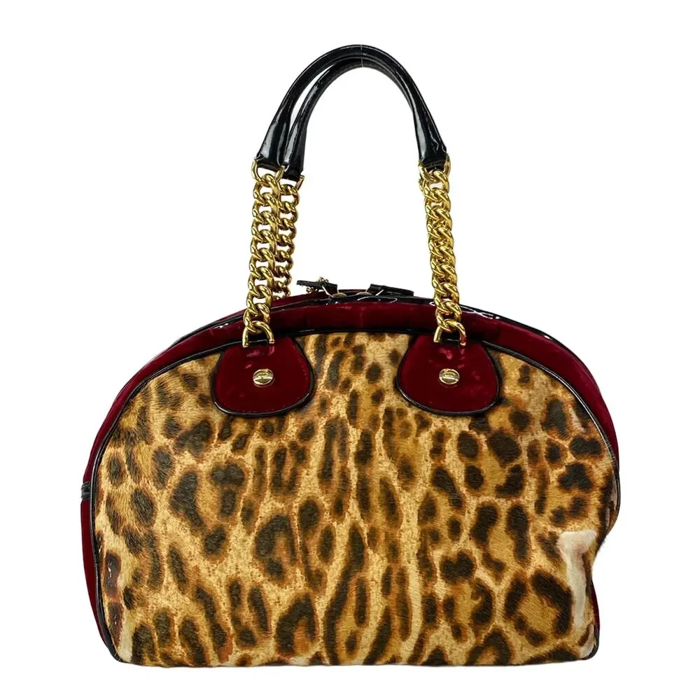 Christian Dior Gambler Handbag Beige Bordeaux Black Unborn Calf Velour Patent
